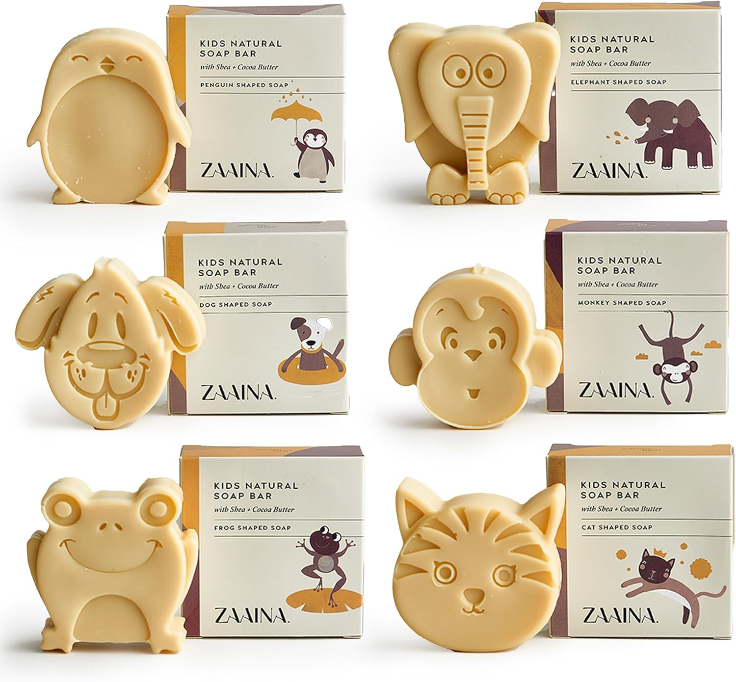 Kids Soap, Unique, Natural, Safe, Cute Animal Shapes, Fun Bath Time for Children, Boys or Girls, for All Skin Types, Handmade in USA, No Chemicals or Artificial Ingredients, 6 Soap Pack (All 6 Styles) image number 3