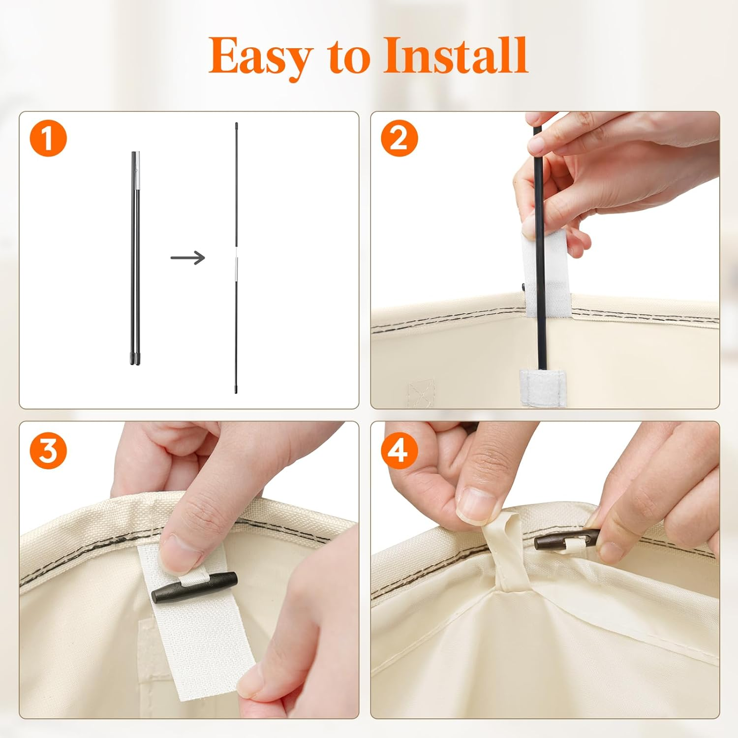 Lifewit Double Laundry Hamper with Lid and Removable Laundry Bags, Large Collapsible 2 Dividers Dirty Clothes Basket with Handles for Bedroom, Laundry Room, Closet, Bathroom, College, Black & White image number 2