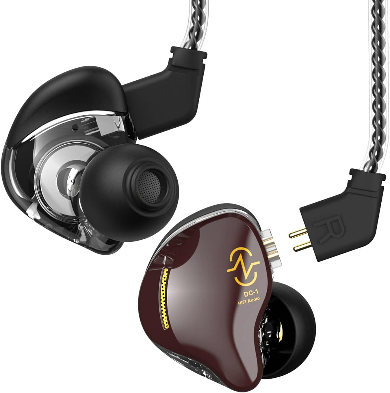 CCZ DC01 PRO Hifi In-Ear Monitor Headphones, Powerful Bass Diaphragm, Wired Gaming Earbuds with Real 0 Latency Cable, HD Microphone for Music Calling and Gaming (Green, without Microphone)