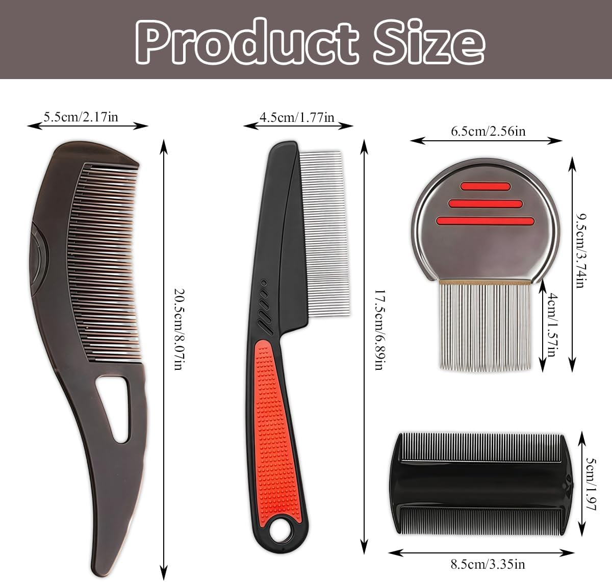 Glamifyr Dandruff Comb, Anti-Dandruff Comb, Stainless Steel Fine Tooth Dandruff Remover, Scalp Comb, for Children, Adults, Pack of 4 image number 2