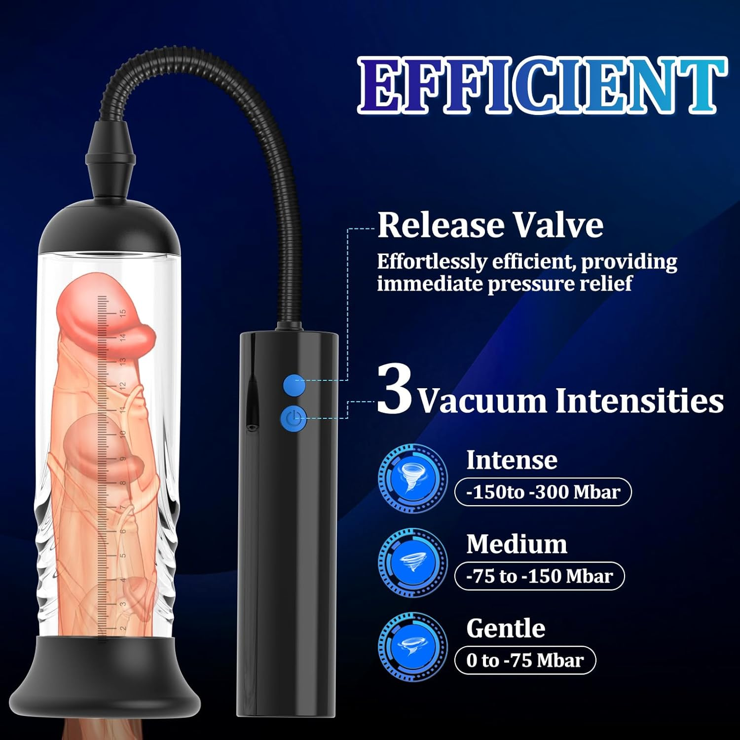 Automatic Penis Enlargement Pump for Men Erection with 3 Intensities, Male Adult Sex Toys Vacuum Sensuality Pump Penis Enlargers & Enhancer Device with a Vagina Pussy Stroker for Men Masturbation image number 2
