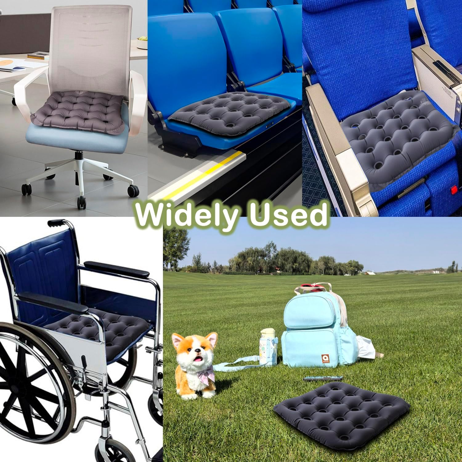 POPIPEN Inflatable Seat Cushion, Portable Air Seat Chair Cushions for Pressure Relief Breathable Waffle Square Seat Pad for Home Car Wheelchairs Office Chairs and Airplanes (1 Pack) image number 3