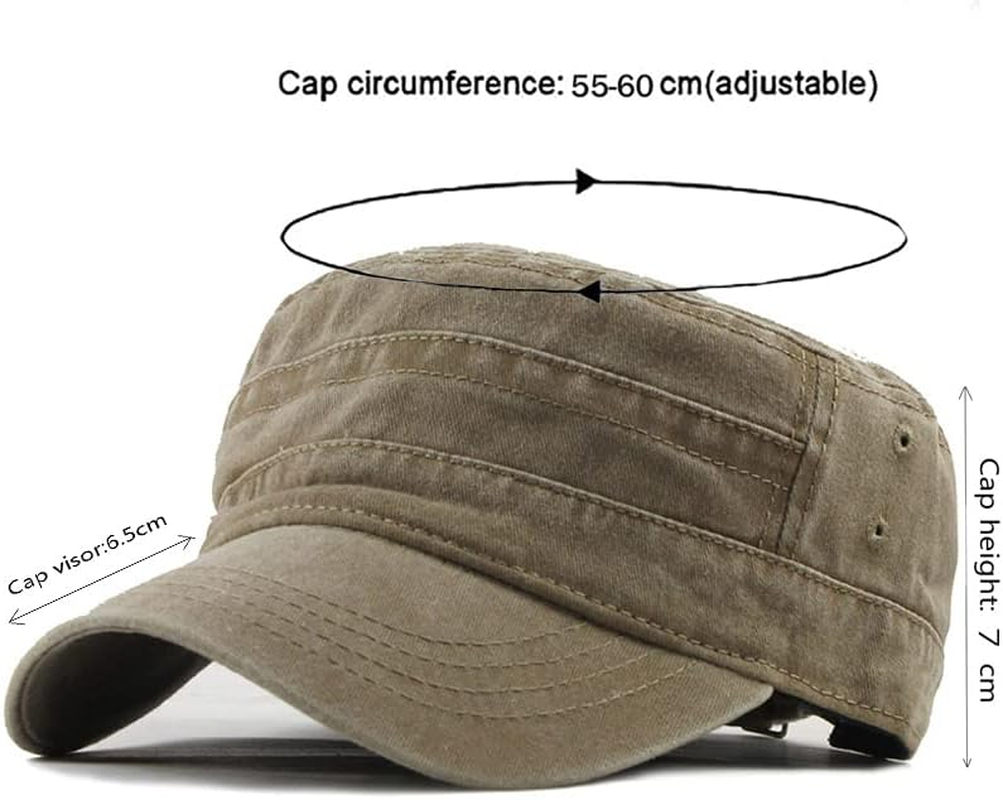 YULOONG Military Cap Vintage Army Caps Washed Cotton Flat Top Cap Outdoor Sunhat image number 1