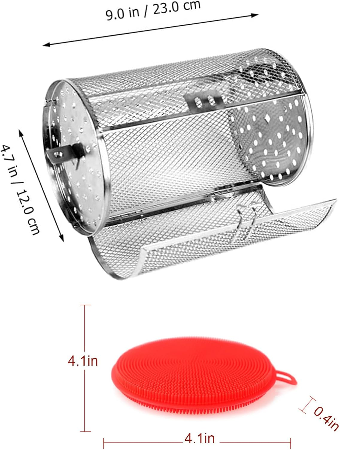 BBQ Grilled Cage 2 Pcs, Roast Baking Rotary Grill Roaster, BBQ Rolling Grill Basket, Bakeware Oven for Electric Oven Roast Peanut Dried Nut Coffee Beans, Grilling Accessories, Cleaning Brush image number 2