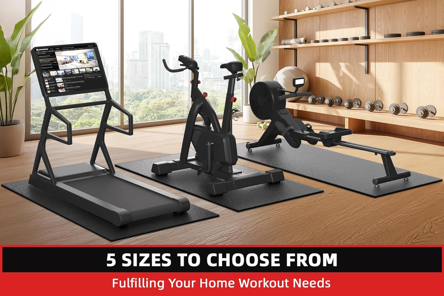 Gymcope Treadmill Mat, 183X91.5Cm Exercise Equipment Mat for Hardwood Floor Carpet Protection, 6Mm Thick, Exercise Bike Mat for Indoor Cycles, Rowing Machine, Elliptical image number 6