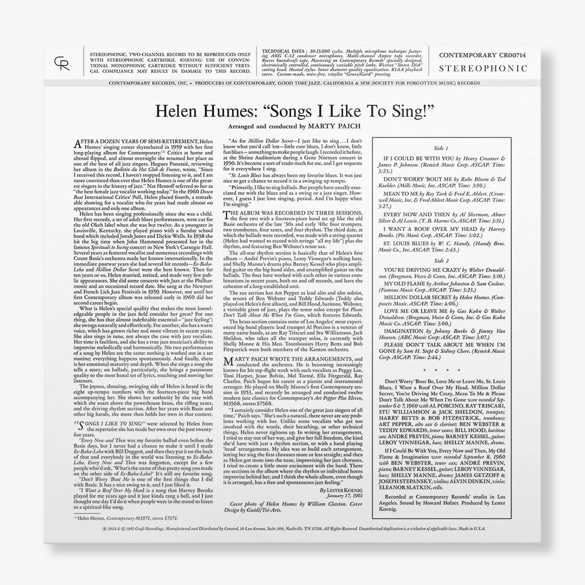 Songs I like to Sing! (Contemporary Records Acoustic Sounds Series) image number 1