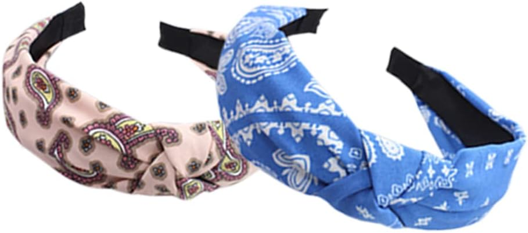 Wide Alice Bands Bow Knot Fabric Hair Bands Knotted Hair Bands Elastic Fabric Hair Scarf 1920S Accessories for Women (Cashew12De) - Pearls12De image number 2