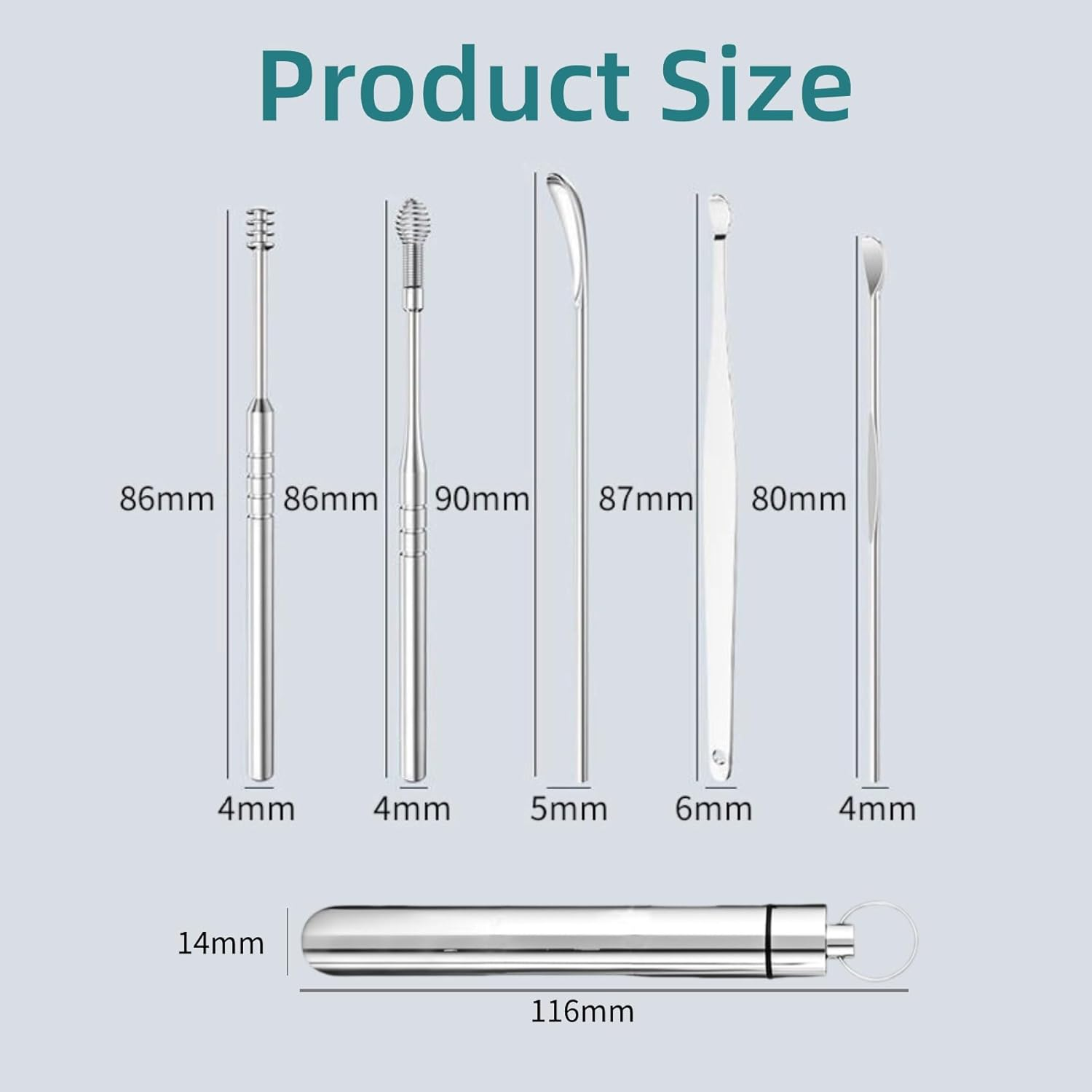 Aviation Grade Stainless Steel Ear Spoon,Earwax Remover Earwax Remover for Adults 10Pcs Earwax Cleaning Tool Ear Cleaner with Storage Container Ear Cleaner Suitable for Children Teenagers and Adults image number 1