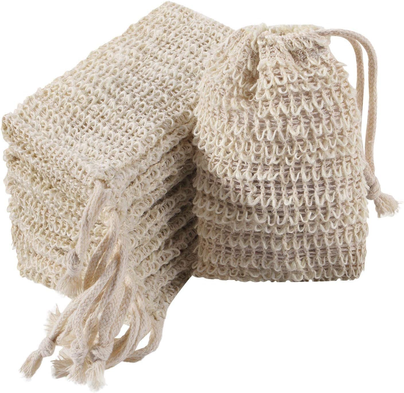 40 Pack Soap Exfoliating Bag Pouch Soap Saver Natural Ramie Soap Bag Hand Made Soap Bag Mesh Soap with Drawstring for Bath & Shower Use image number 3