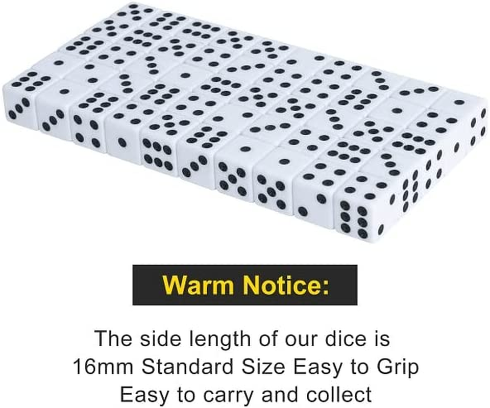 50 Pack 16MM White Dice - Six Sided Standard Opaque White Dice with Black Pips Dots for Board Games image number 3