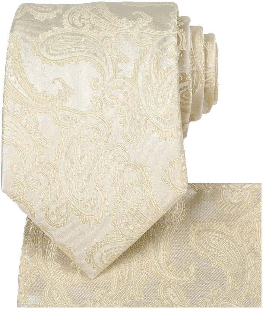 Kissties Mens Tie Set: Paisley Necktie + Pocket Square Hanky + Gift Box image number 3