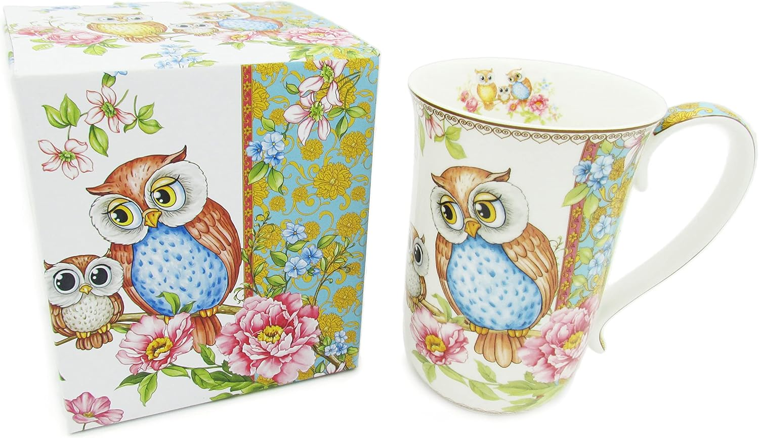 PNC Fine Bone China Owls Coffee Mug, 405 Ml Capacity