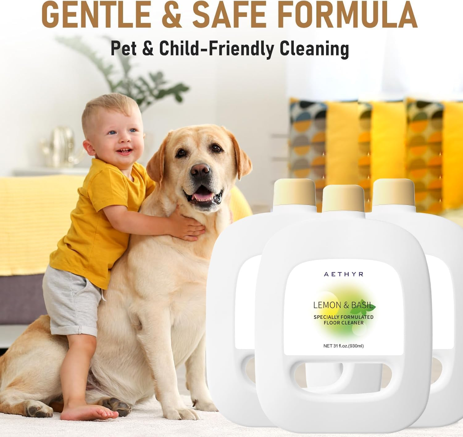 3PACK Multi-Surface Floor Cleaning Solution Compatible with Narwal Freo/Freo X Ultra Robotic Vacuum Cleaner, Adeep Cleans Hard Floors with a Light Lemon/Basil Scent, Pet & Kid Friendly,Stain-Busting