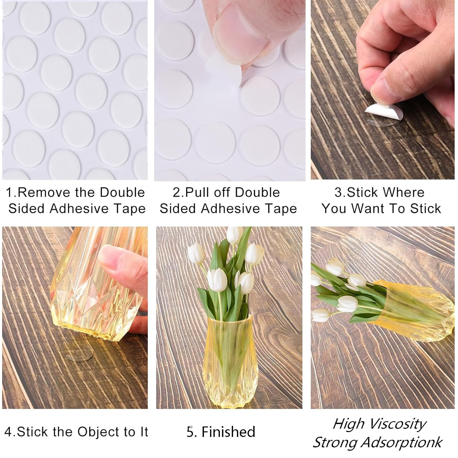 Meagtllva 200 Pieces (20Mm/0.78") Double Sided Adhesive round Stickers,Double Sided Sticky Dots,Round Clear Tape for Balloon,Crafts,Art Decoration,Wedding Decoration (20Mm-200Pcs) image number 1