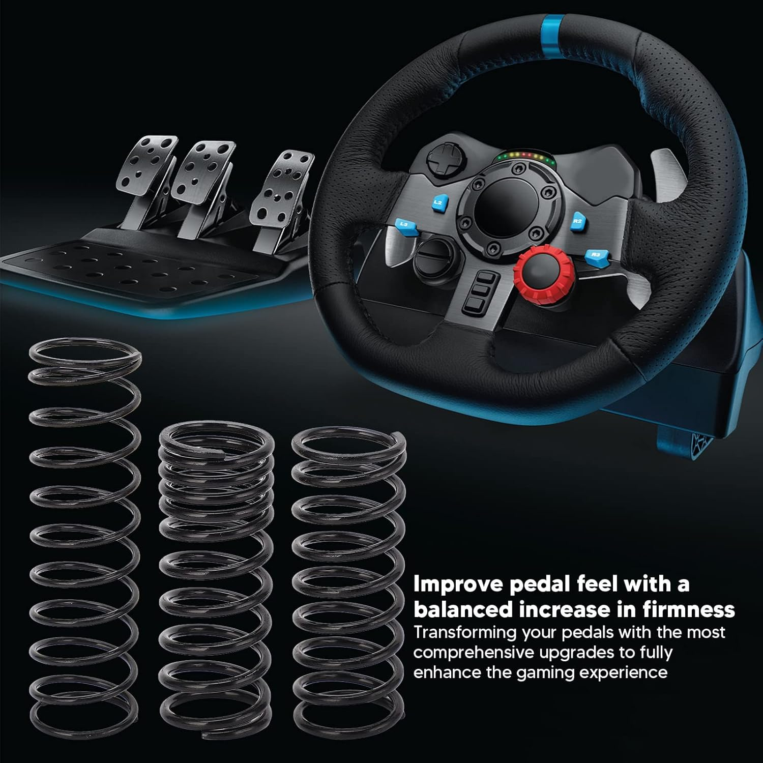 Upgrade Mod Brake Pedal Spring Pedal Spring Throttle Pedal Spring Kit with Accurate Size for G25 G27 G29 G920 Racing Wheel, Improve Lap Time and Consistency