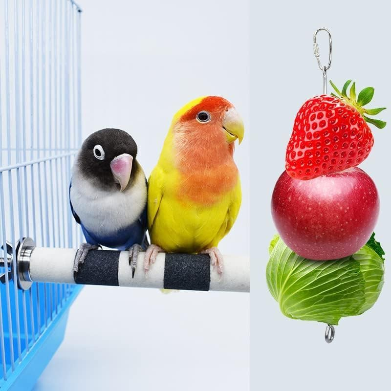 Fokmuaex 2PCS Stainless Steel Hanging Corn Holder for Squirrels & Parrots - Outdoor Squirrel Feeder with Fruit Vegetable Skewer, Bird Cage Food Fork & Foraging Toy for Birds image number 5