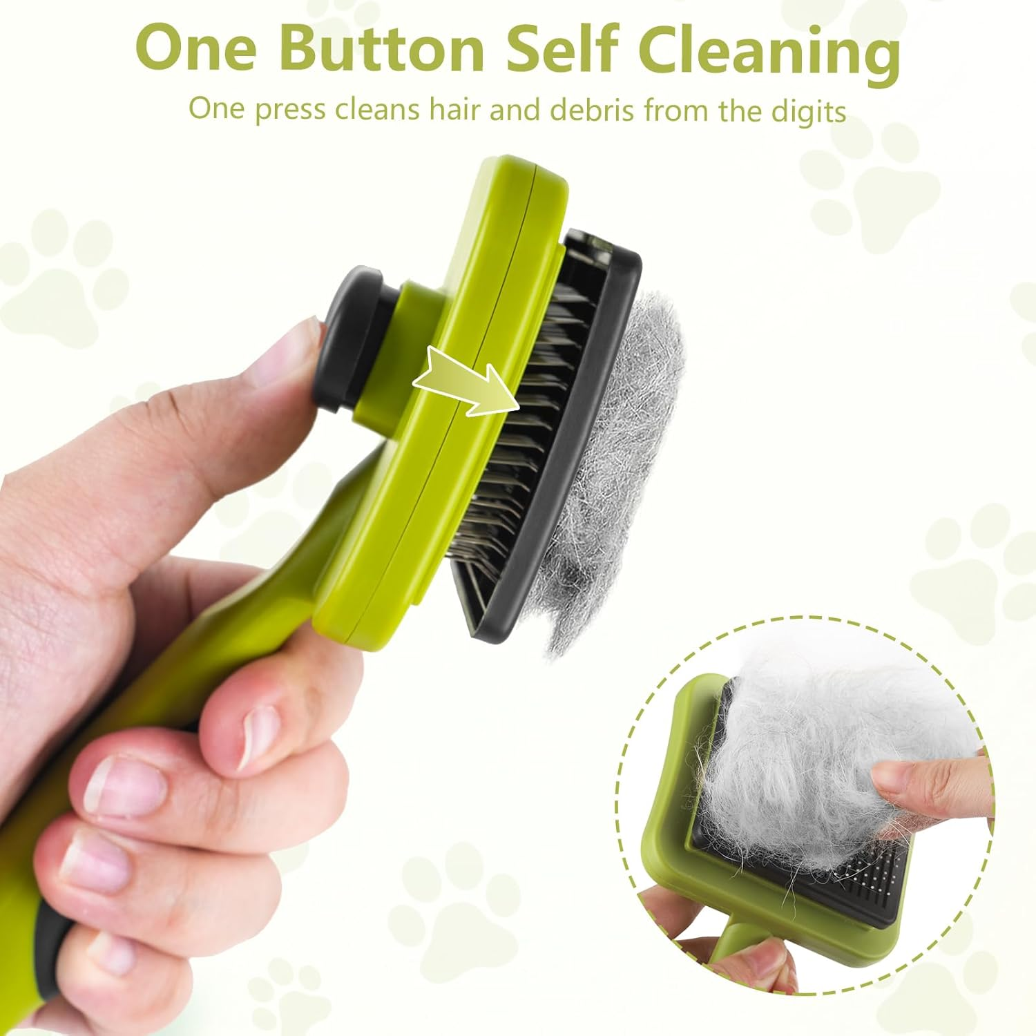 Elzle Dog Brush, Cat Brush, Cat Grooming Comb, Self-Cleaning Pet Hair Comb with Button, Dog Grooming Tool for Small, Medium and Large Pets for Detangling, Massaging and Cleaning image number 1