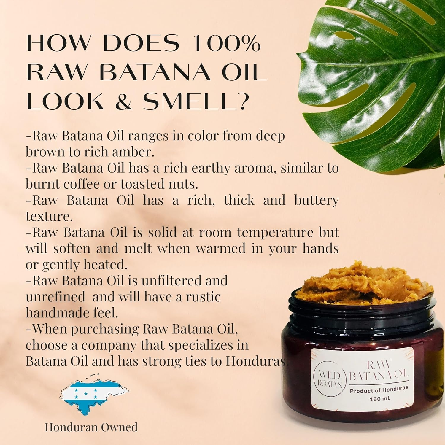 Raw Batana Oil from Honduras | 100% Pure & Natural | Hair Growth & Scalp Treatment for Men & Women | Batana Oil Specialist | Honduran Owned Company | 150Ml image number 3