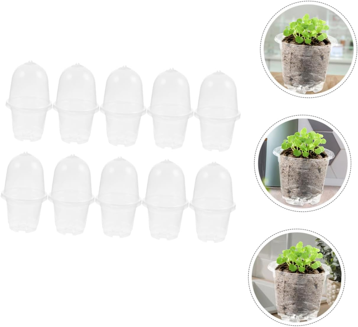Yardwe 10Sets Moisturizing Flower Pot Plastic Plants Planter Nursery Pots Lids for Seedling for Indoor Planting and Garden Supplies image number 3