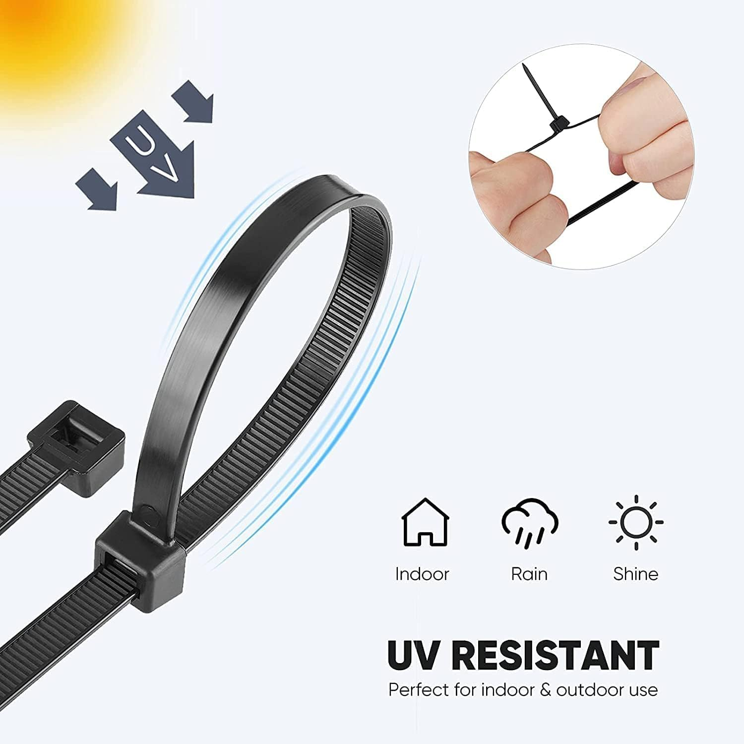 Starwood 500PCS Black Nylon Cable Zip Ties, Self-Locking 4/6/8/10/12 Inch - Ideal for Home, Office, Garage, and Workshop Use image number 6