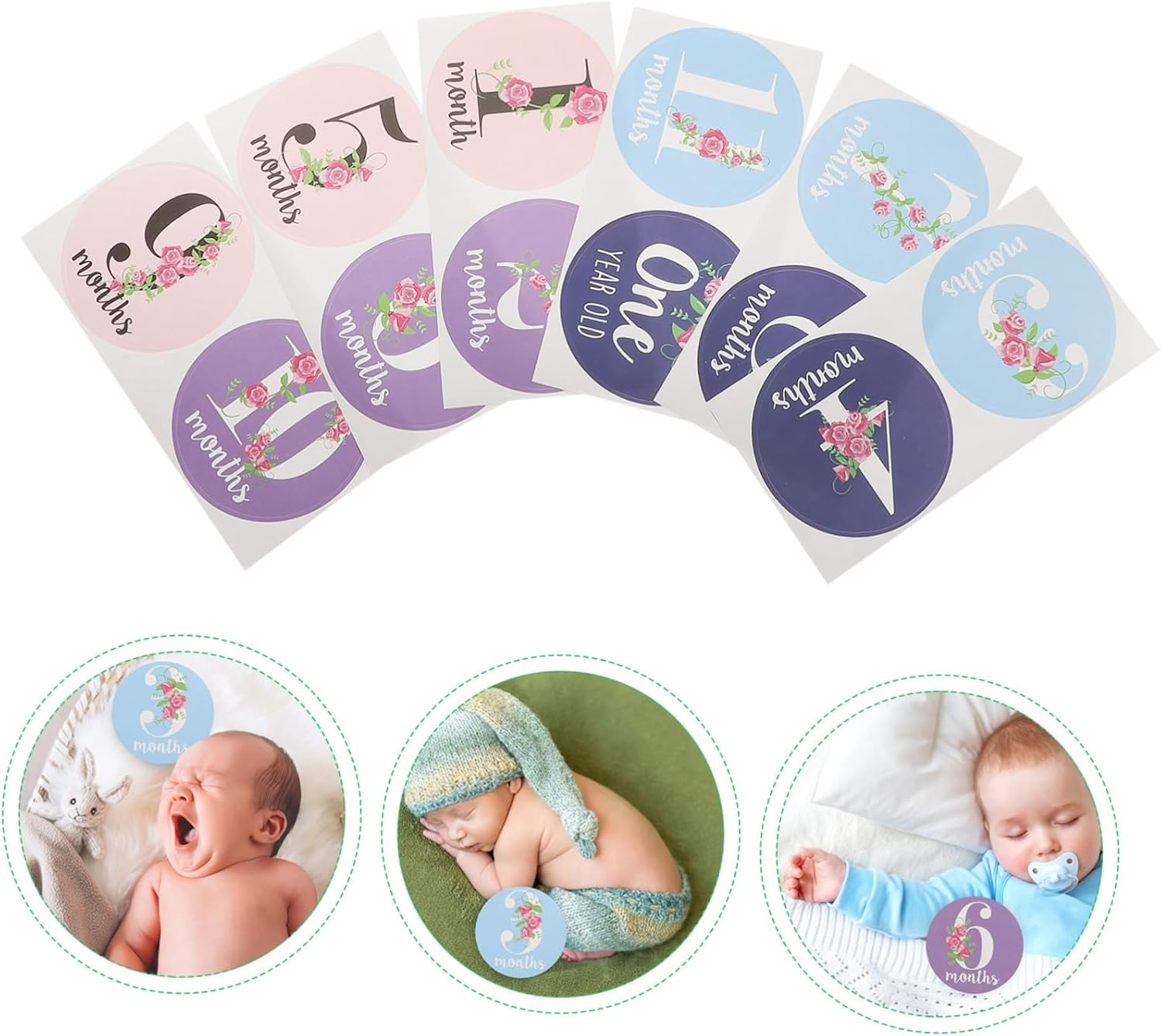 12Pcs Milestone Stickers Set Adorable Newborn Month Belly Stickers Creative Monthly Paste Photo Props for Growth Announcement and Keepsake image number 2