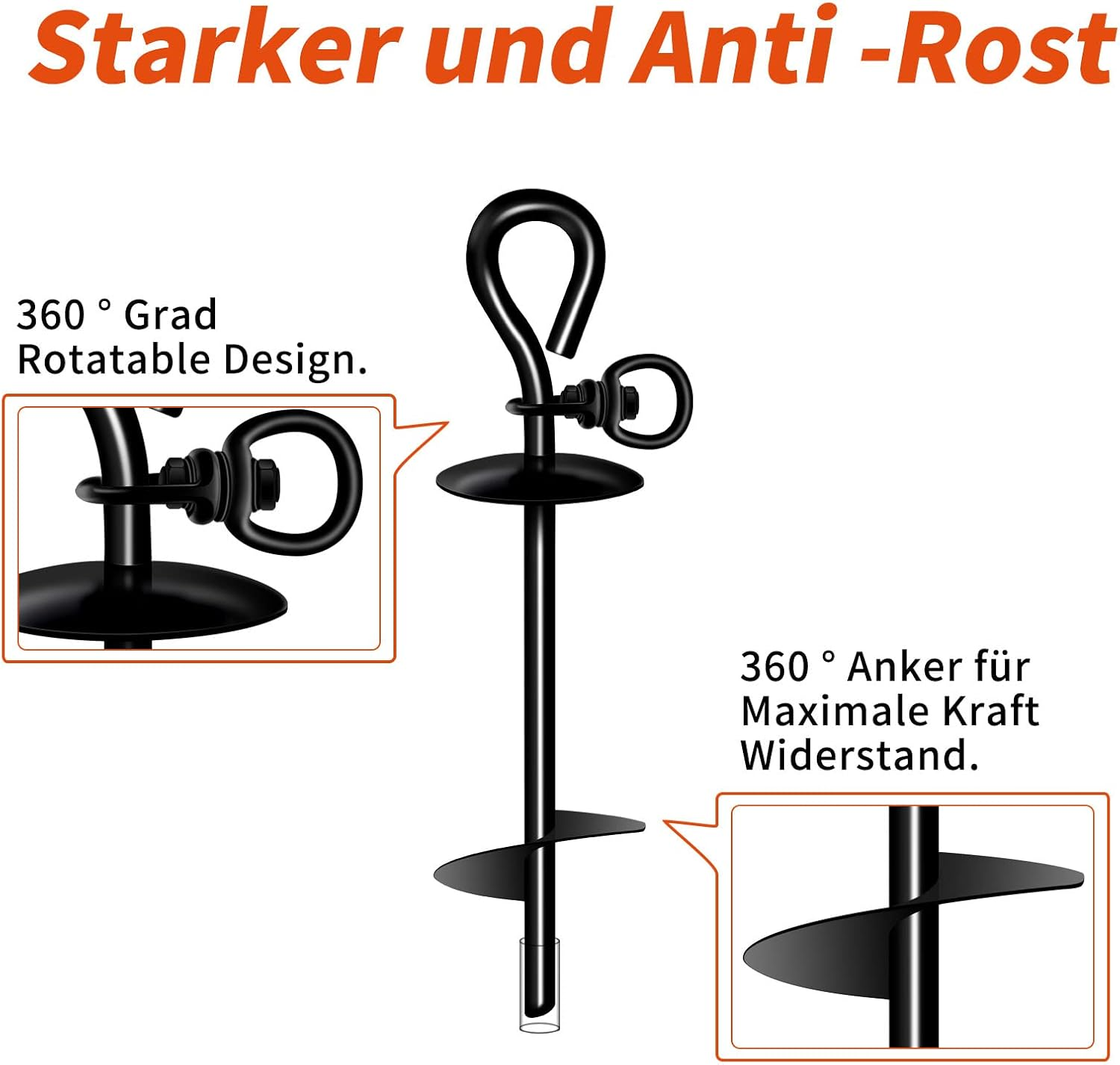 Ground Anchor for Dogs Large, Anchor Spike for Dog Camping, Spiral Stoves Ground Anchor Dog Heavy Dut, Ground Hook Dogs for Large Dogs, Dog Stake for Garden, Dog Chin & Dog Grass image number 1