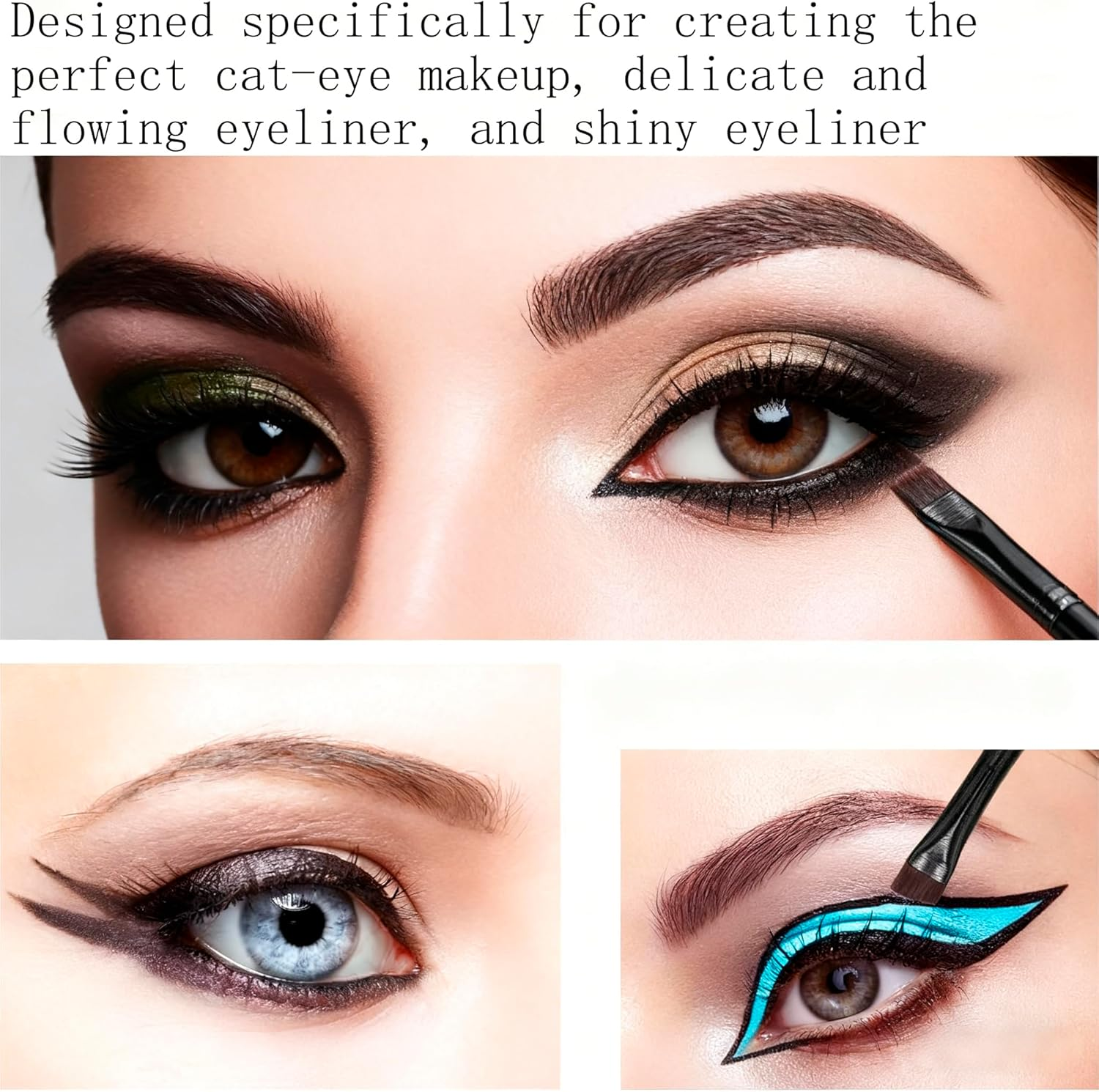 Yimaneili 3-Piece, Eyebrow Brush Eyeliner Brush Set, Thin Diagonal Dyeing Brush, Ultra-Thin Flat Makeup Brush, Precise Makeup Tools image number 6