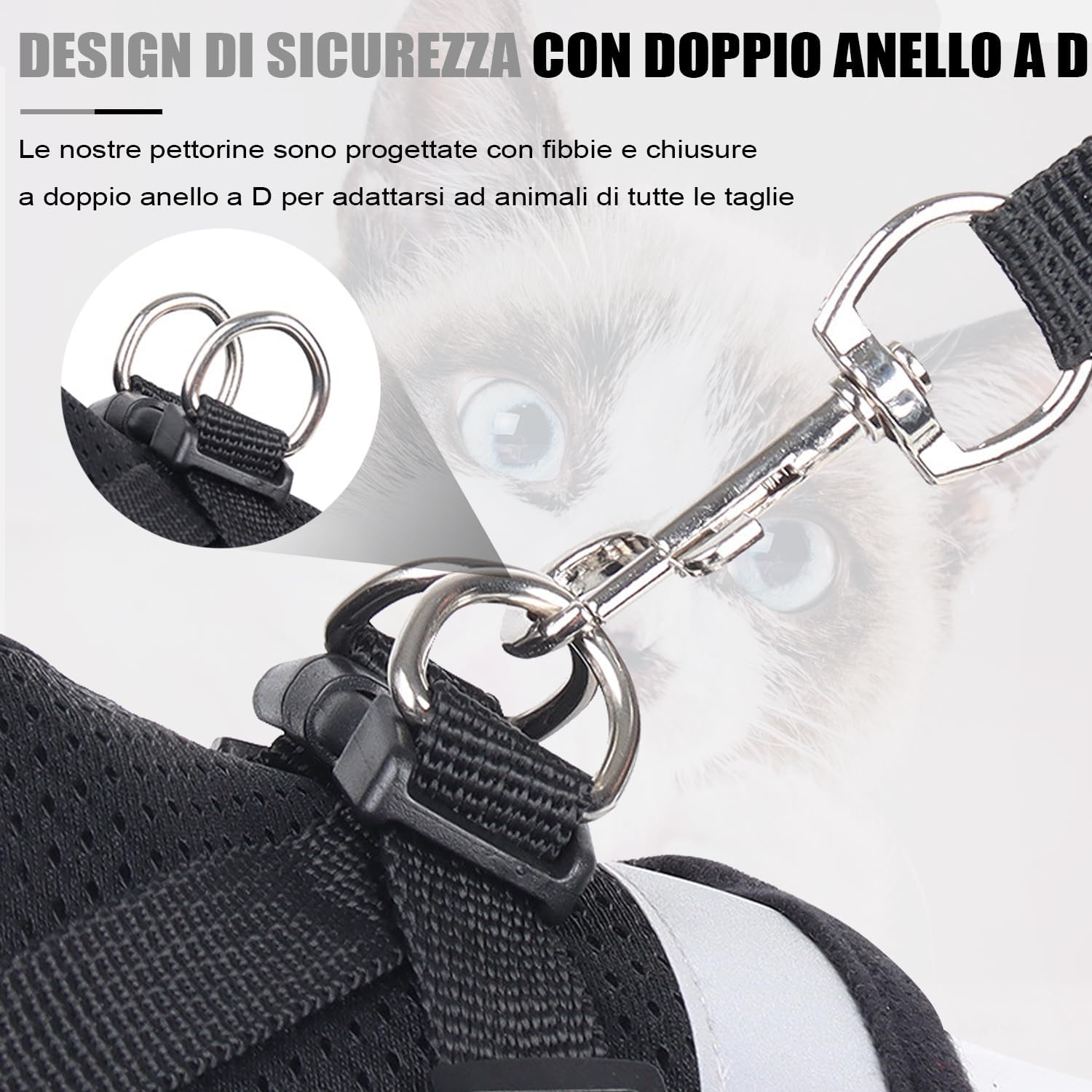 CUEMOON Dog Harness and Leash, Breathable Adjustable Harness, Reflective Harness for Puppies, Cats and Kittens (M) image number 5