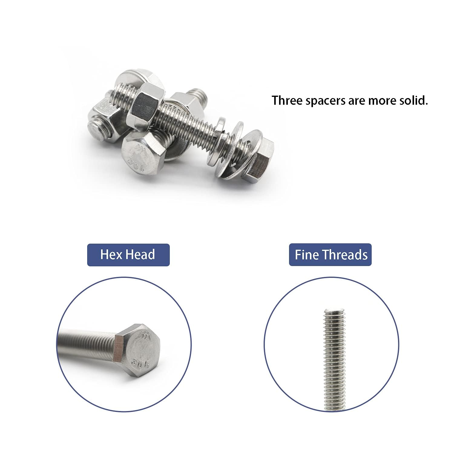 Generic 80PCS Carbon Steel Hex Bolts and Nuts Assortment Kit Hardware Screws Set (5/16""-18) image number 1