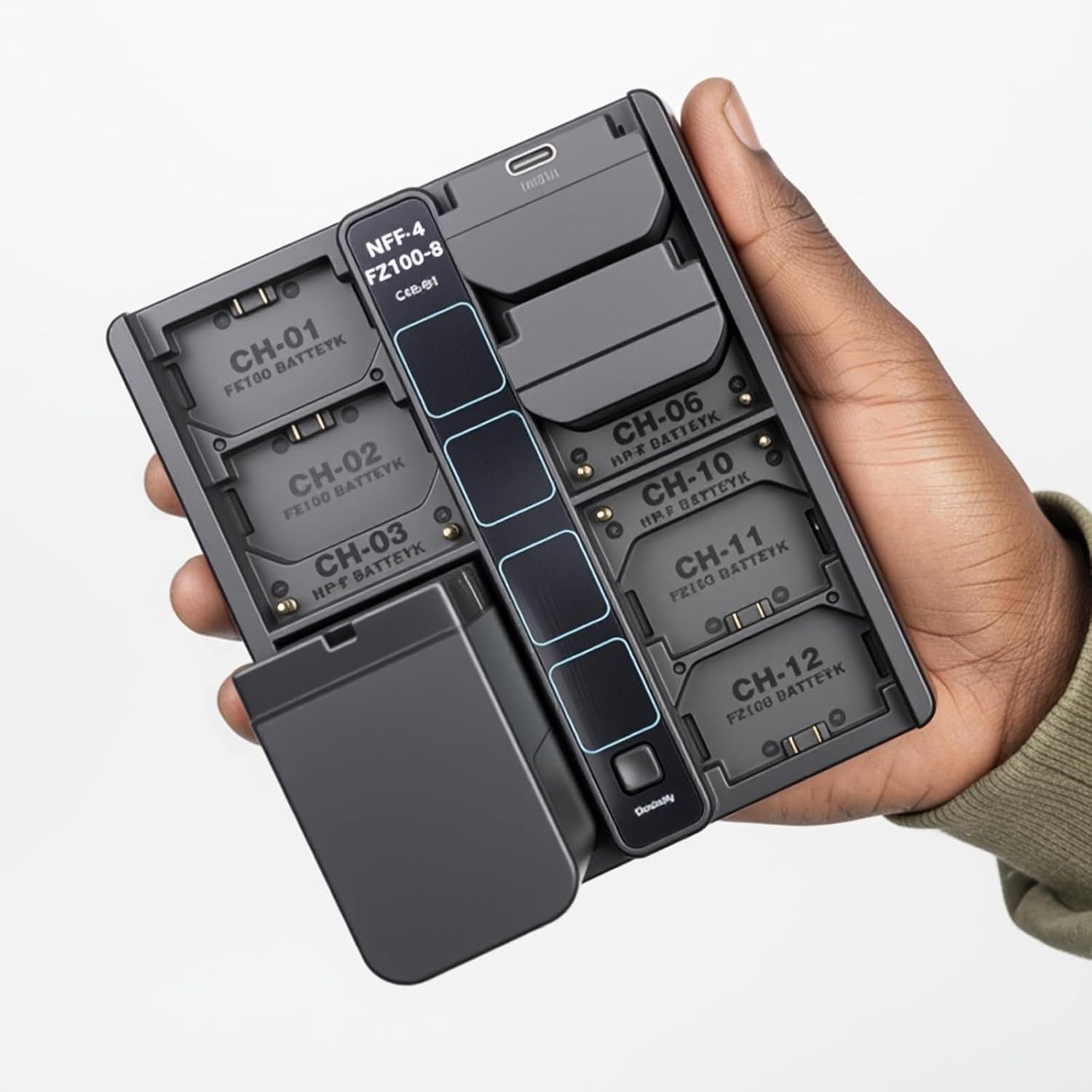 8-Slot NP-FZ100 Battery Charger with LED Display,4-Slot NP-F970 Camera Battery PD Fast Charger,Compatible with Sony A7R5/A7S3/A7M4/A7C2/A7C/A7R4/FX30 Battery