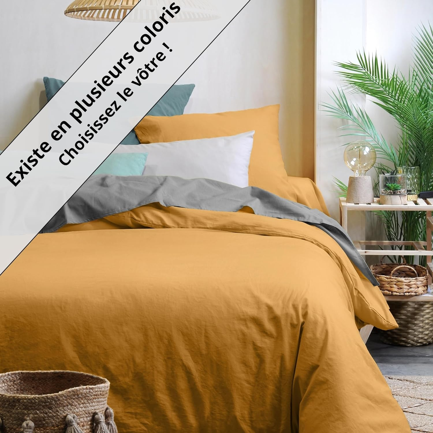 STOF - Fitted Sheet - Size 180 X 200 Cm - 100% Organic Cotton - Quality - Oeko-Tex Certified - Colour Khaki - Horizon Model - Bed Linen for Home - Soft and Comfortable image number 1