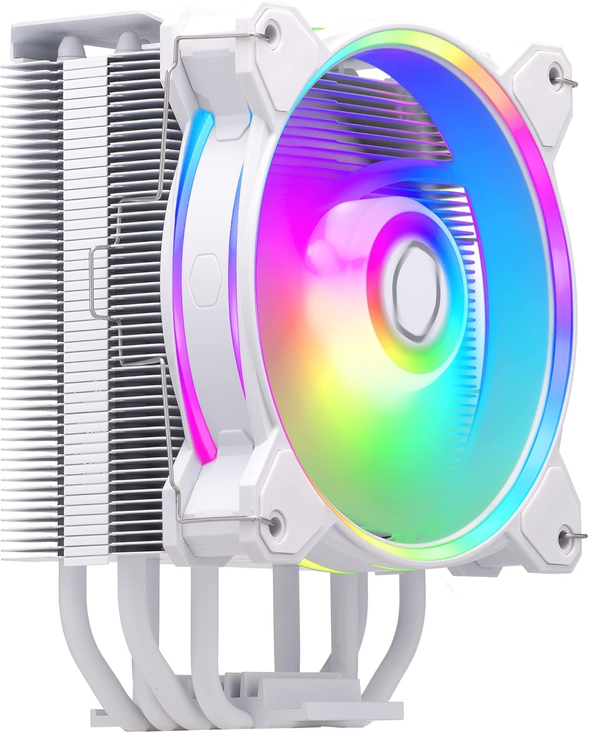 Cooler Master Hyper 212 Halo CPU Air Cooler - Pure White Aluminium Finish, 4 Continuous Direct Contact Heat Pipes with Fins, MF120 Halo2 ARGB Fan, ARGB Auto Detect, LGA1700 & AM5 Brackets - White