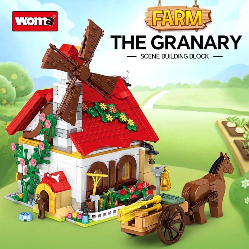 WOMA Farm House Building Toy, 720 PCS Farm Animals Building Block Set, Farmhouse with Horse for Girls and Boys, Creative Farm Educational Toys Present for Kids Ages 6+ image number 5