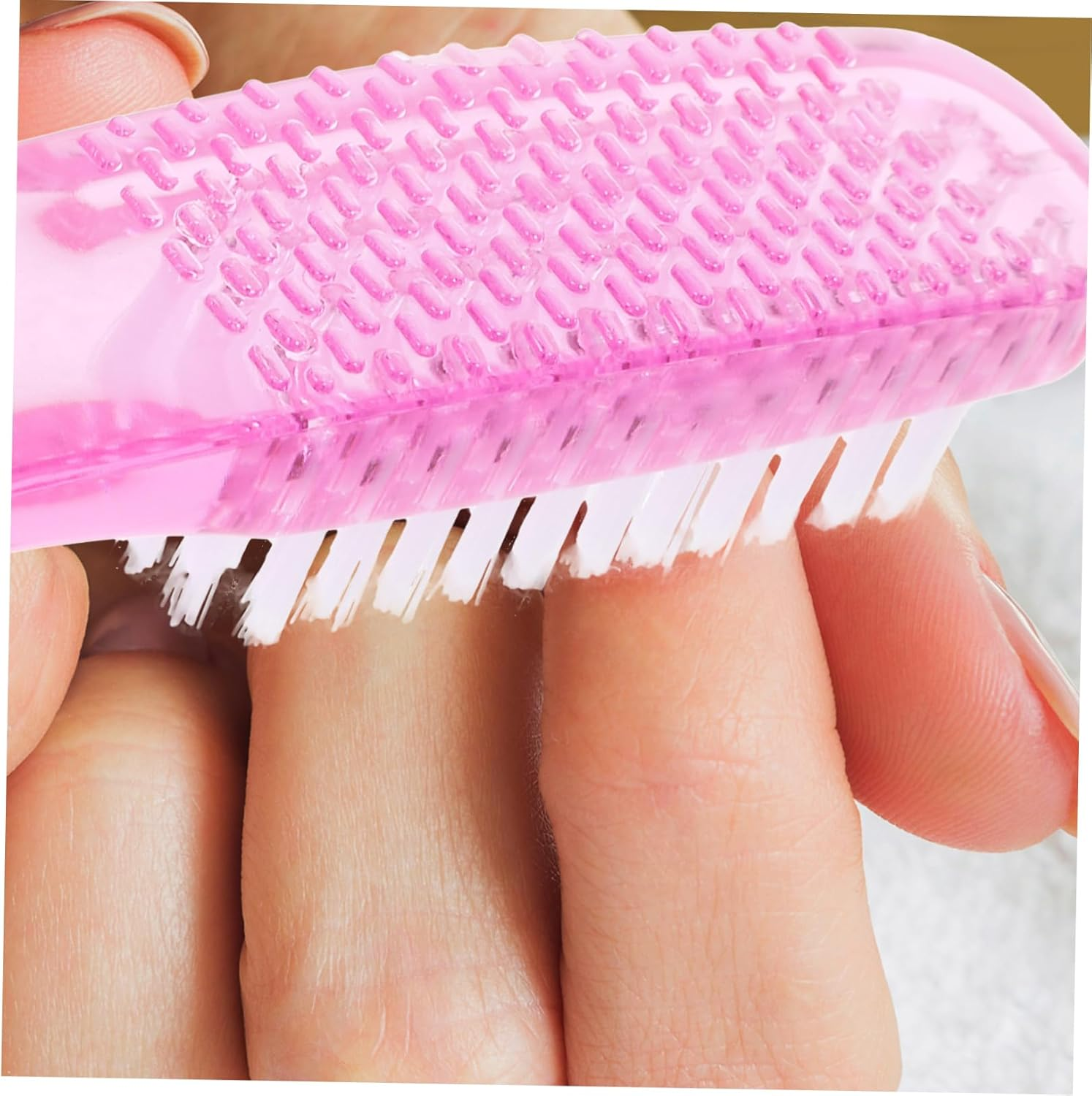 2Pcs Manicure Brush for Nails Clean up Nail Scrubber Brush Plastic Handle Grip Pedicure Foot Care Dust Removal Tool image number 1
