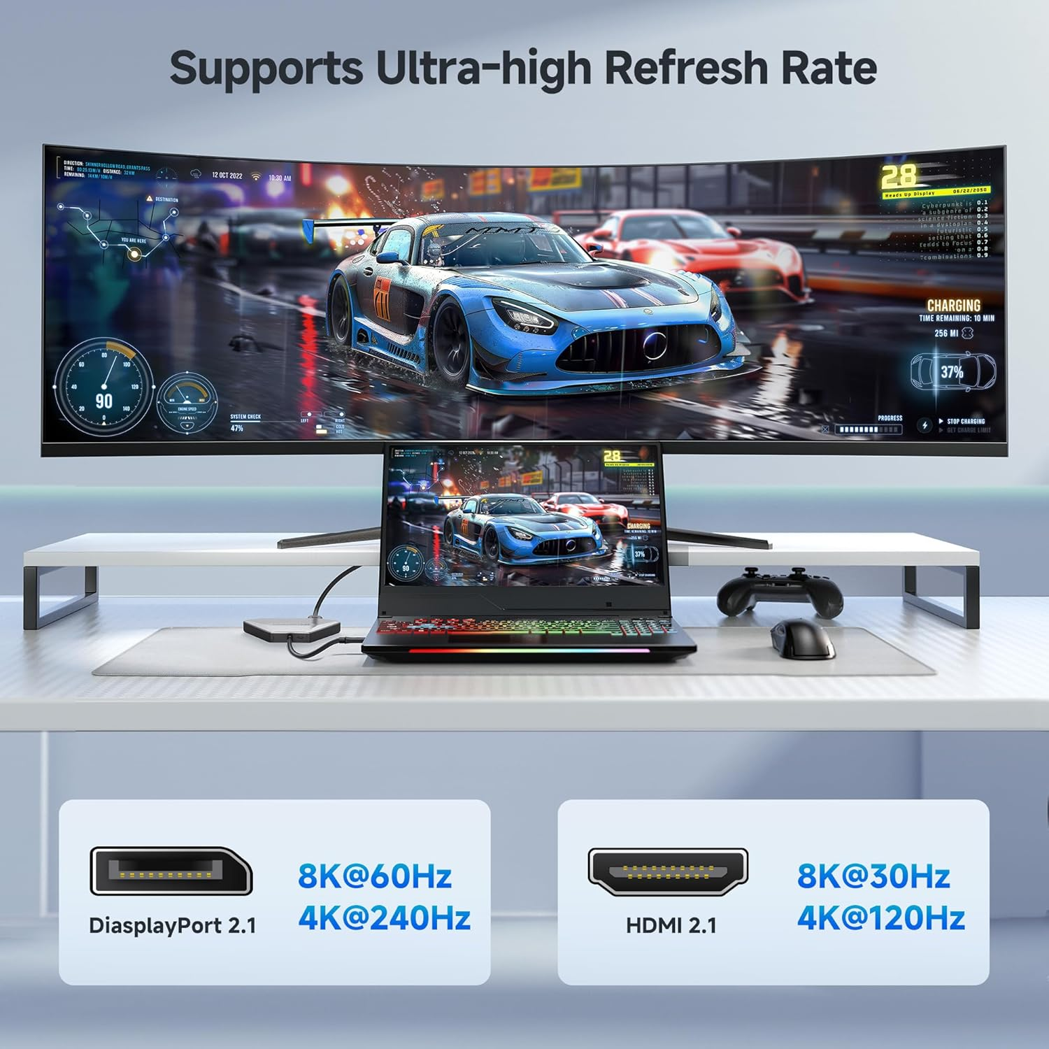Cable Matters 4K Quad Display USB C MST Adapter, Windows Only, Supports up to [8K@60Hz / 4X 4K@60Hz Video, 140W Charging], USB C Hub with 2X Displayport 2.1 and 2X HDMI 2.1, Thunderbolt 4/5 Compatible image number 2