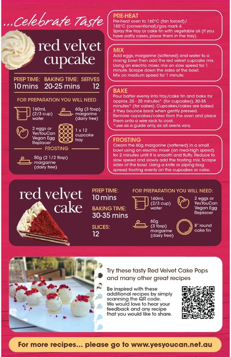 Gluten Free Red Velvet Cupcake Mix 6X450G image number 4