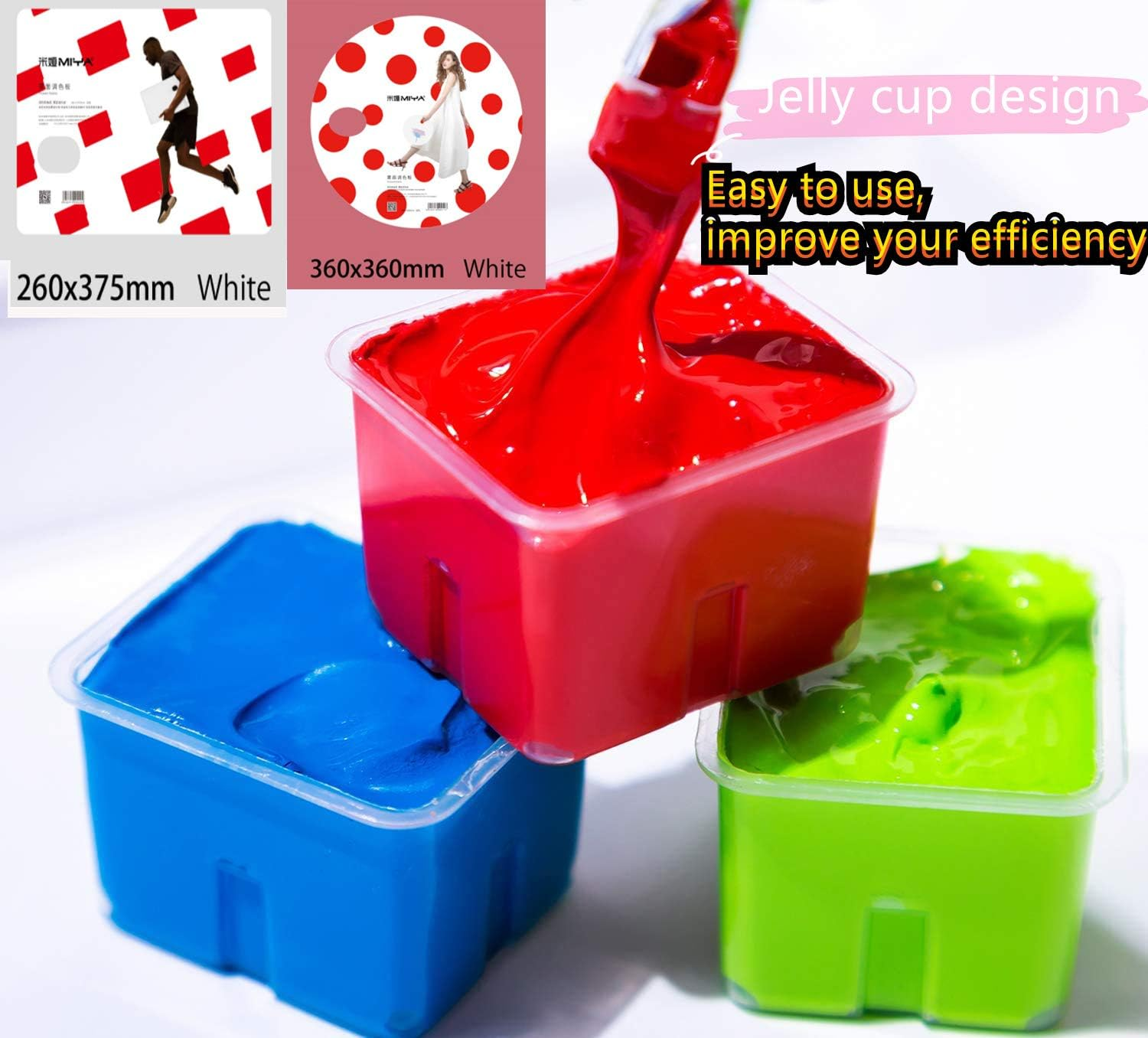 AOOK Gouache Paint Set, 56 Colors X 30Ml Unique Cup Design in a Carrying，Comes with a Colorful round and Rectangle Tray Paint Palette (56 Colors+2) image number 6