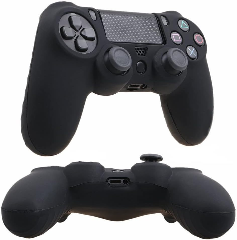 ZOMTOP Silicone PS4 Controller Case: a Second Skin for Your Gamepad - Soft, Anti-Slip, Shockproof - Original Color with Grips and Caps(Pink) - Black image number 6