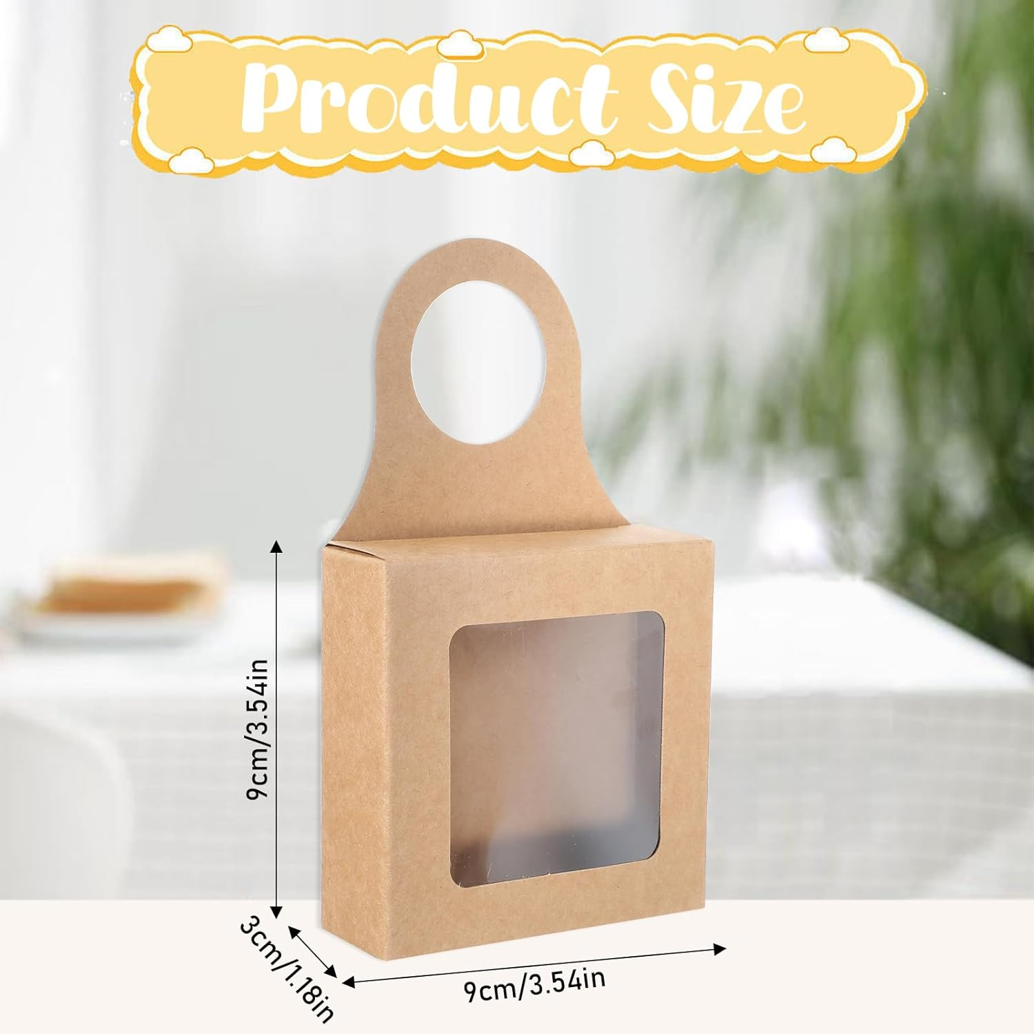 Jeffdad 10PCS Kraft Paper Wine Bottle Box with Window, Hanging Foldable Gift Boxes Wine Boxes Decoration Bottle Hanger Favor Box for Kitchen Dining Engagement Christmas Mother'S Day (Kraft Paper) image number 4