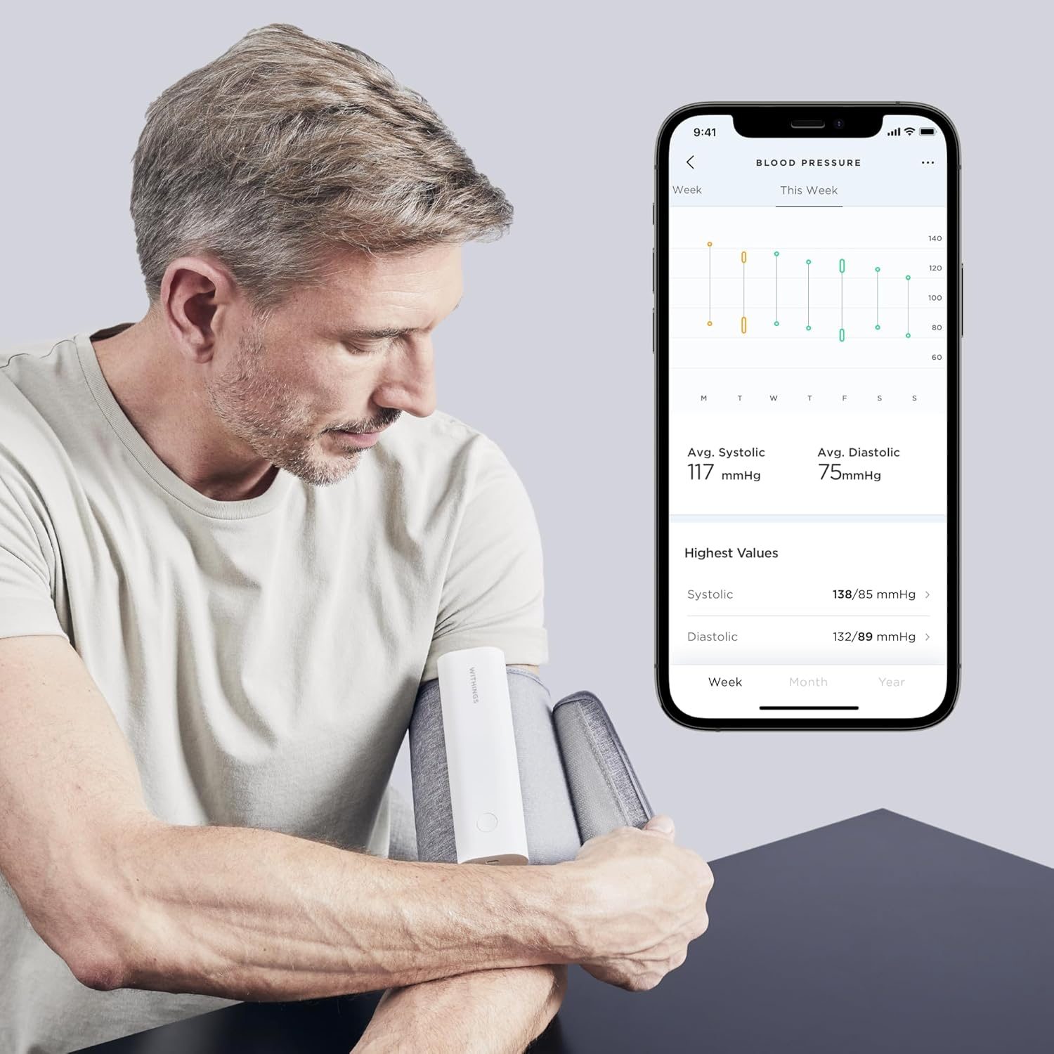 Withings BPM Connect Wireless Blood Pressure Monitor, Grey image number 3