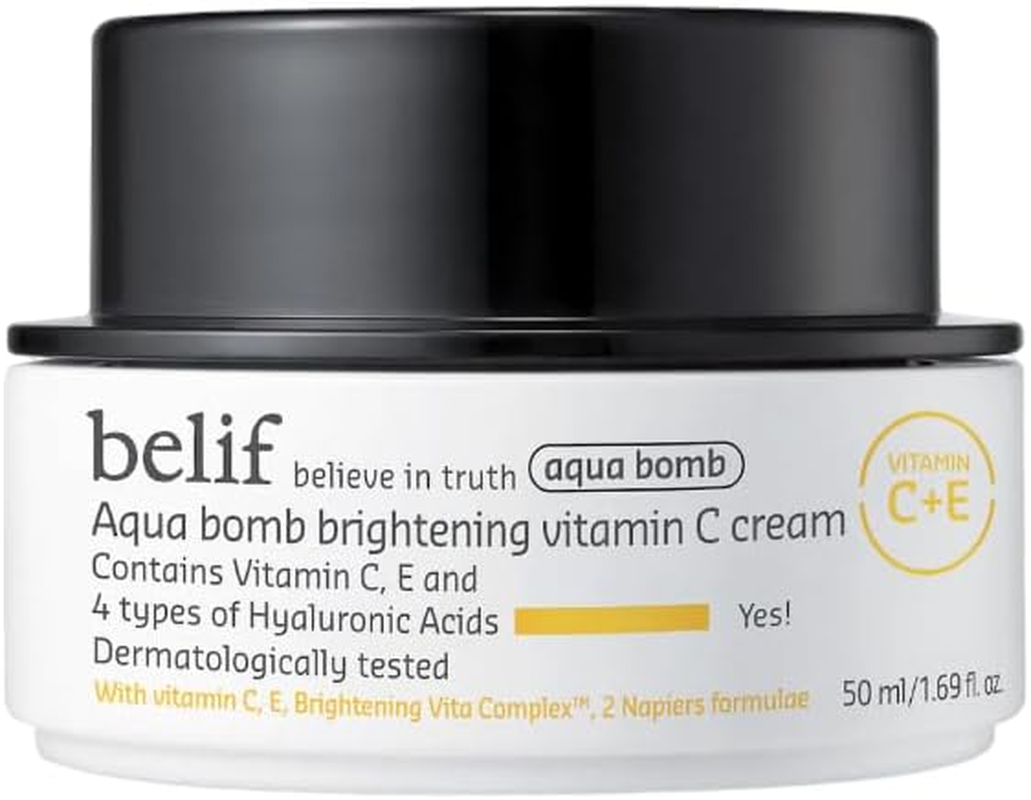 Belif Aqua Bomb Brightening Vitamin C Cream 50 Ml, Brightening Moisturising Cream, Hyaluronic Acid Vitamin C+E, Vegan Face Cream, All Dull Tired Skin, Day Cream Face Care, Korean image number 6