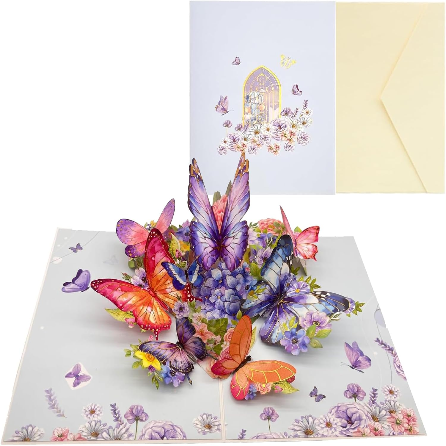 Tuoyi 3D Butterfly Pop up Card, Butterfly and Flower 3D Greeting Card with Envelope for Any Occasion, Birthday, Mother'S Day, Anniversary, Valentines Day, Handmade Gifts, Foldable Celebration Cards for Friends image number 2