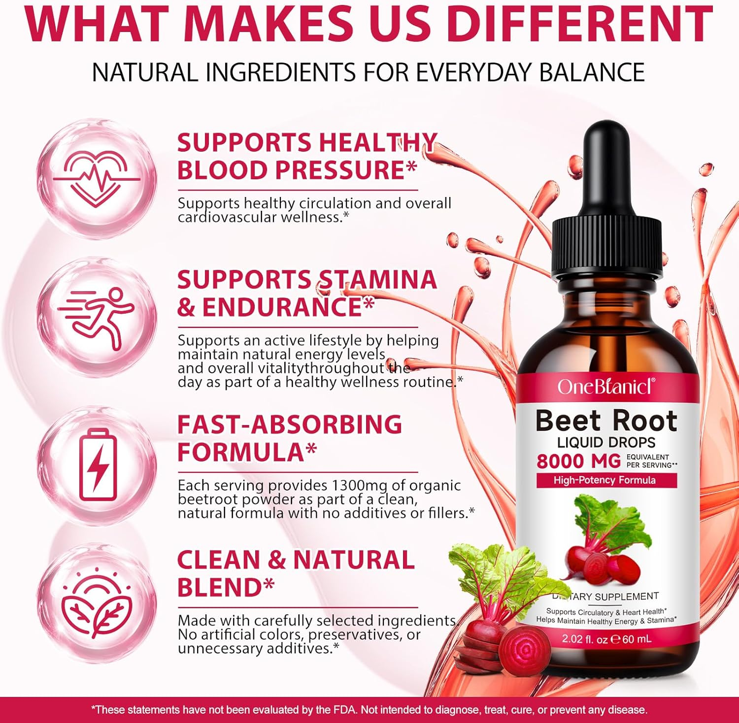 Beet Root Liquid Drops 60Ml | 20:1 Concentrated Liquid Extract | 400Mg Beet Root Extract per Serving | Equivalent to 8000Mg Fresh Beetroot | Vegan, Alcohol-Free, Sugar-Free image number 5