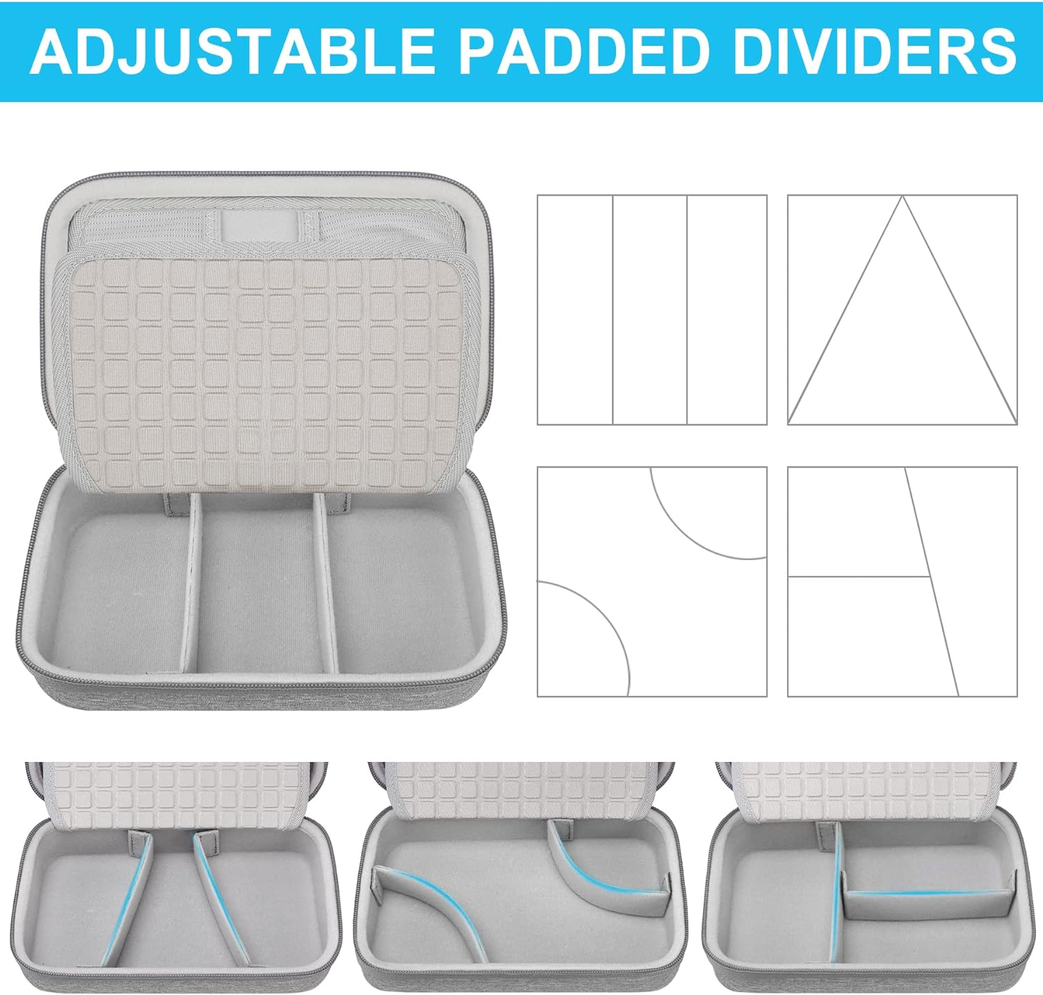 Elonbo Hard Travel Cords Organizer Universal Small Electronic Accessories Carrying Case for Chargers Cables Macbook Adapter Magic Mouse Apple Pencil USB Flash Disk Tech Portable Storage Bag, Grey image number 2