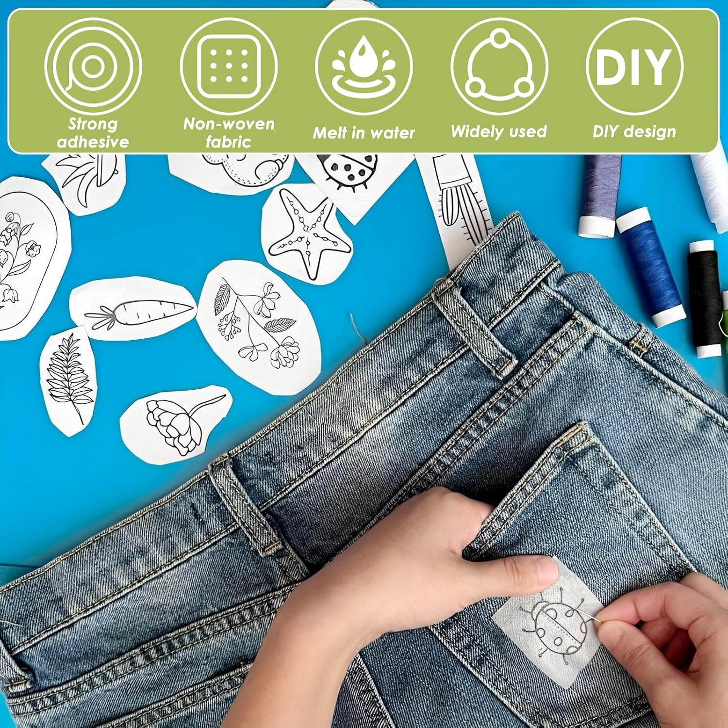 HSHGZSR Sticky Water Soluble Embroidery Stabilizer, Self Adhesive Wash Away Stabilizer, Paper Stabilizer, Wash Away Embroidery Stabilizer for Print or Draw Patterns Hand Machine Embroidery (10Pcs) image number 4