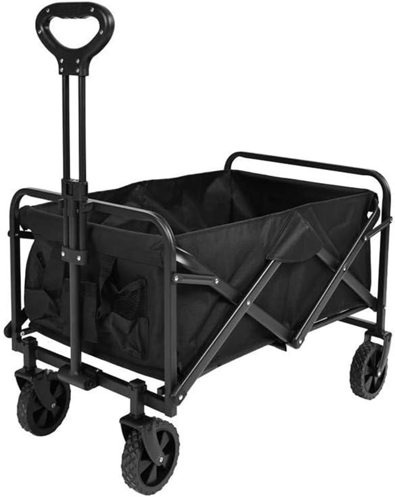 Collapsible Camping Cart with 360 Degree Swivel Wheels & Adjustable Handle, Heavy Duty Utility Wagon, Collapsible Wagon Cart, Folding Trolley Swivel Wheels Transport Cart, 150Kg Weight Capacity image number 4