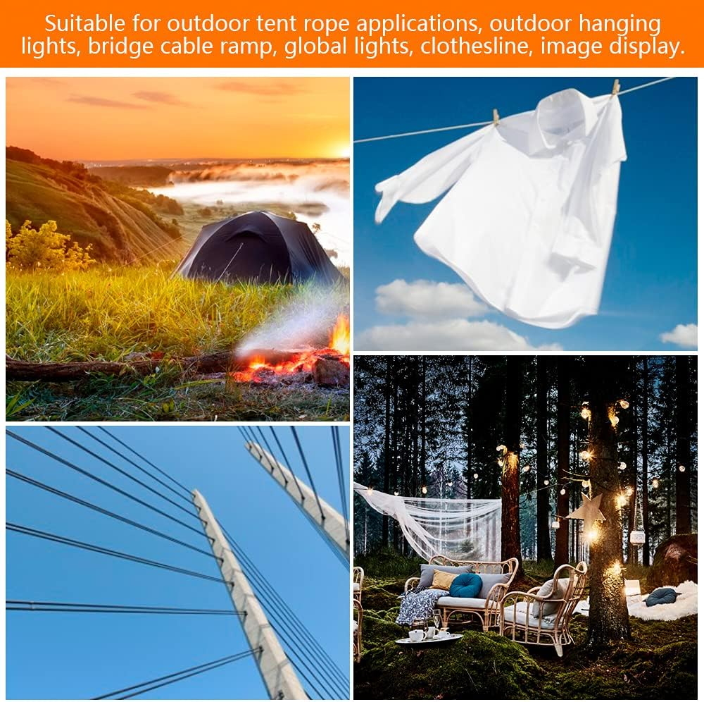 Wire Rope Kit Stainless Steel 304 Marine Grade Cable Railing Kit, Heavy Duty Aircraft Wire Rope & Picture Suspension Kits for Gardens Railing Decking, Boat Hardware (30M/98Ft) image number 6