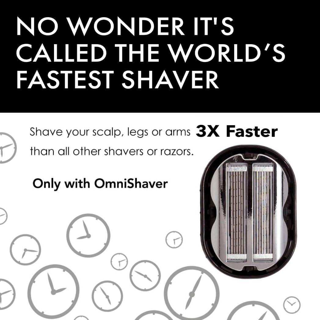 Premium Omnishaver Bi-Directional Shavers for Men & Women | 3X Faster than Disposable Razors | Smooth, and Safe | Self-Cleaning, Self-Sharpening Razor Blades for Shaving Head, Legs, Arms, Body (Black) image number 5