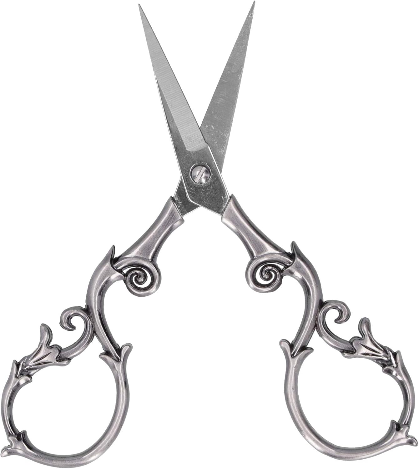 Retro Scissors, DIY Vintage Small Embroidery Cutting Tools, Can Be Used in Embroidery, Sewing, Eyebrow Shaping (Gray Silver)