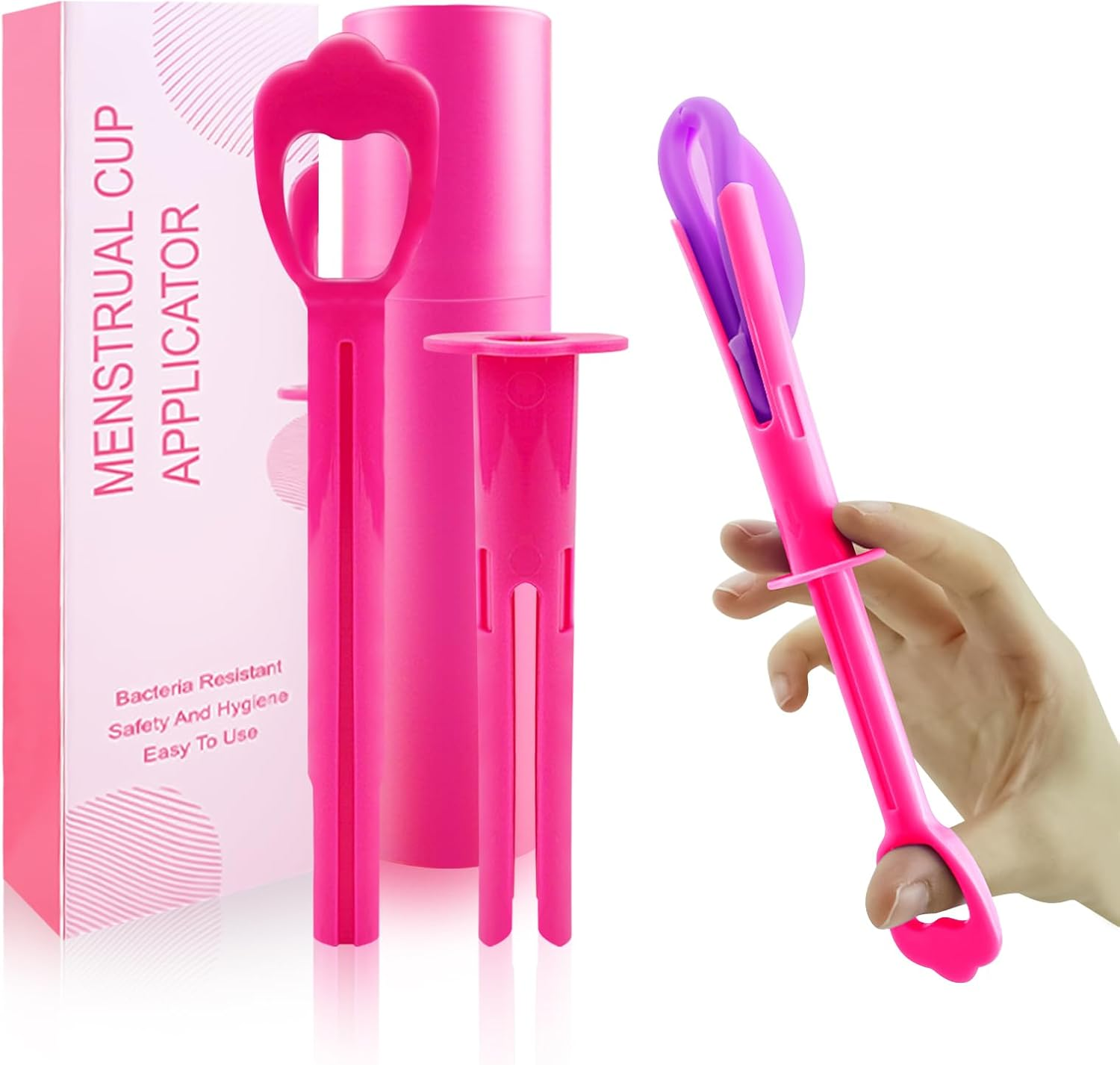 Menstrual Cup Applicator-Reusable Comfortable & Hygienic Tampon Applicator-Easy Insertion Period Disc Applicator Tool with Portable Storage Box for Women-Compatible for Most Period Cups image number 6